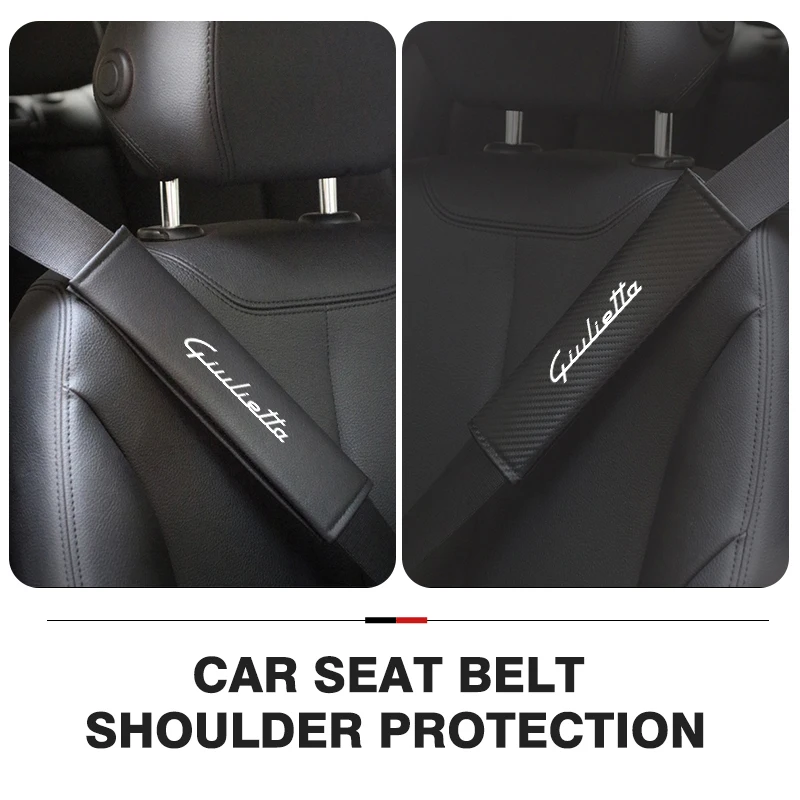 1/2Pcs Carbon Fiber Leather Car Seat Belts Cover Shoulder Protect Pad For Alfa Romeo Giulietta 940 2010-2014 2015 2016 2017 2019
