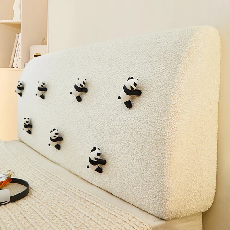 Thicken Teddy Fleece Headboard Cover Stretch All-inclusive Quilted Bed Head Cover Anti-dirty Bed Backrest Cover for Bedroom