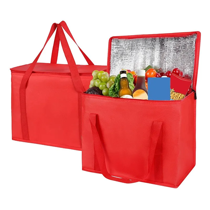 Bolsas de comestibles aisladas de gran capacidad, bolsa refrigeradora suave plegable y reutilizable, bolsa ligera para llevar en frío y caliente, bolsa de entrega de alimentos, nueva