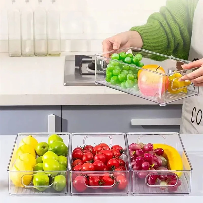 Clear Stackable Drawer Organizer Box Transparent Acrylic Storage Bin for Fruits Cosmetics Snacks Kitchen Fridge