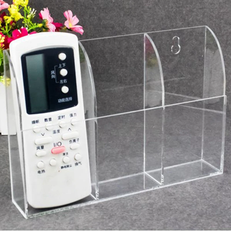 Hot 4X Clear Acrylic Remote Control Holder Wall Mount Media Organizer Storage Box (Three Compartments)