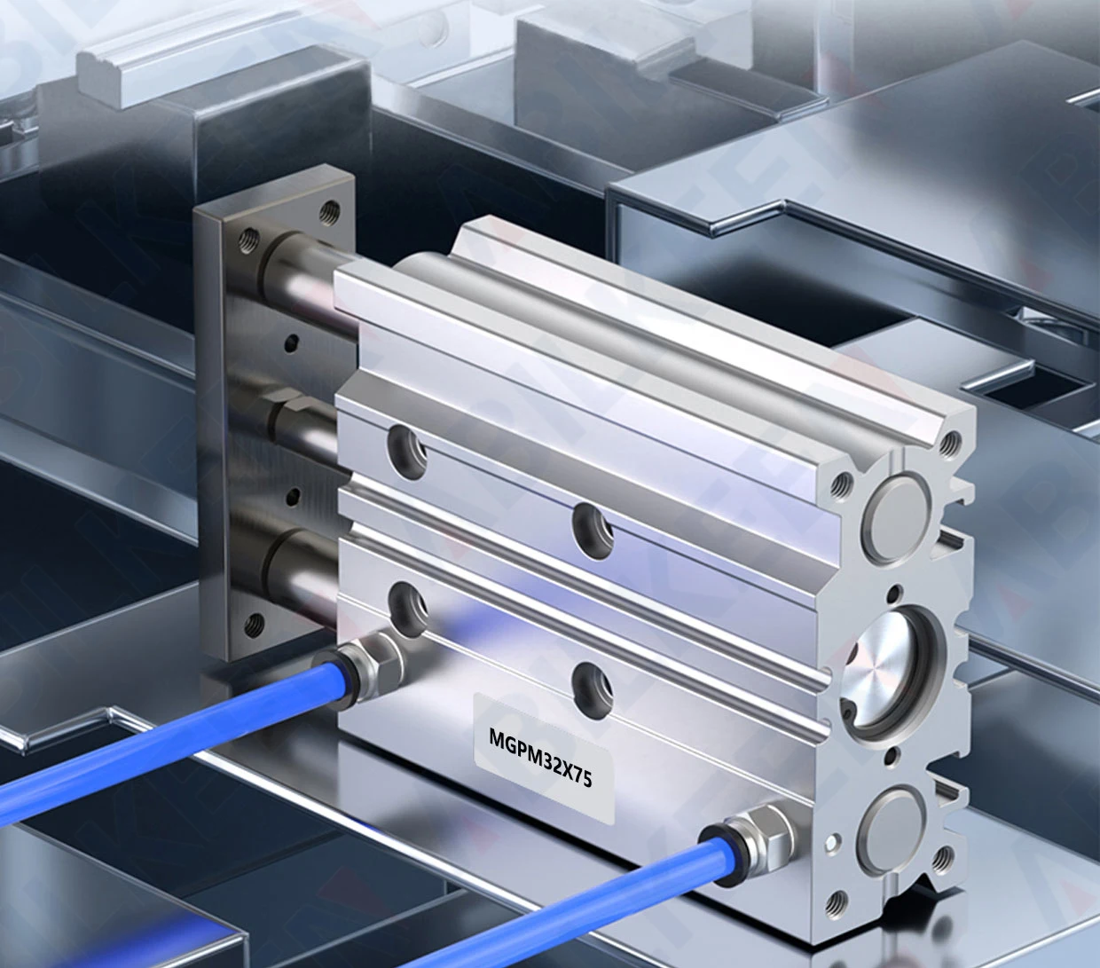 ABILKEEN MGPM32-100Z MGPM Pneumatic Compact Guide Air Cylinder 32MM Bore X 100MM Stroke Three Axis Three Rod Air Cylinder