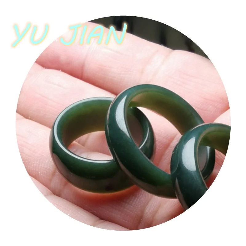 Hot Selling Fashion Jewelry Natural Hetian Sapphire Hand Carved Ring Men Women Lucky Gifts Charm Accessories