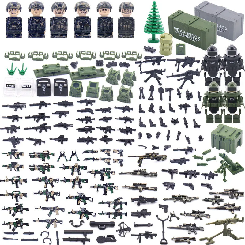 Modern Camouflage Special Forces Building Blocks Army Soldier Figures Explosion-proof Clothing Weapons Cannon Bricks Toys