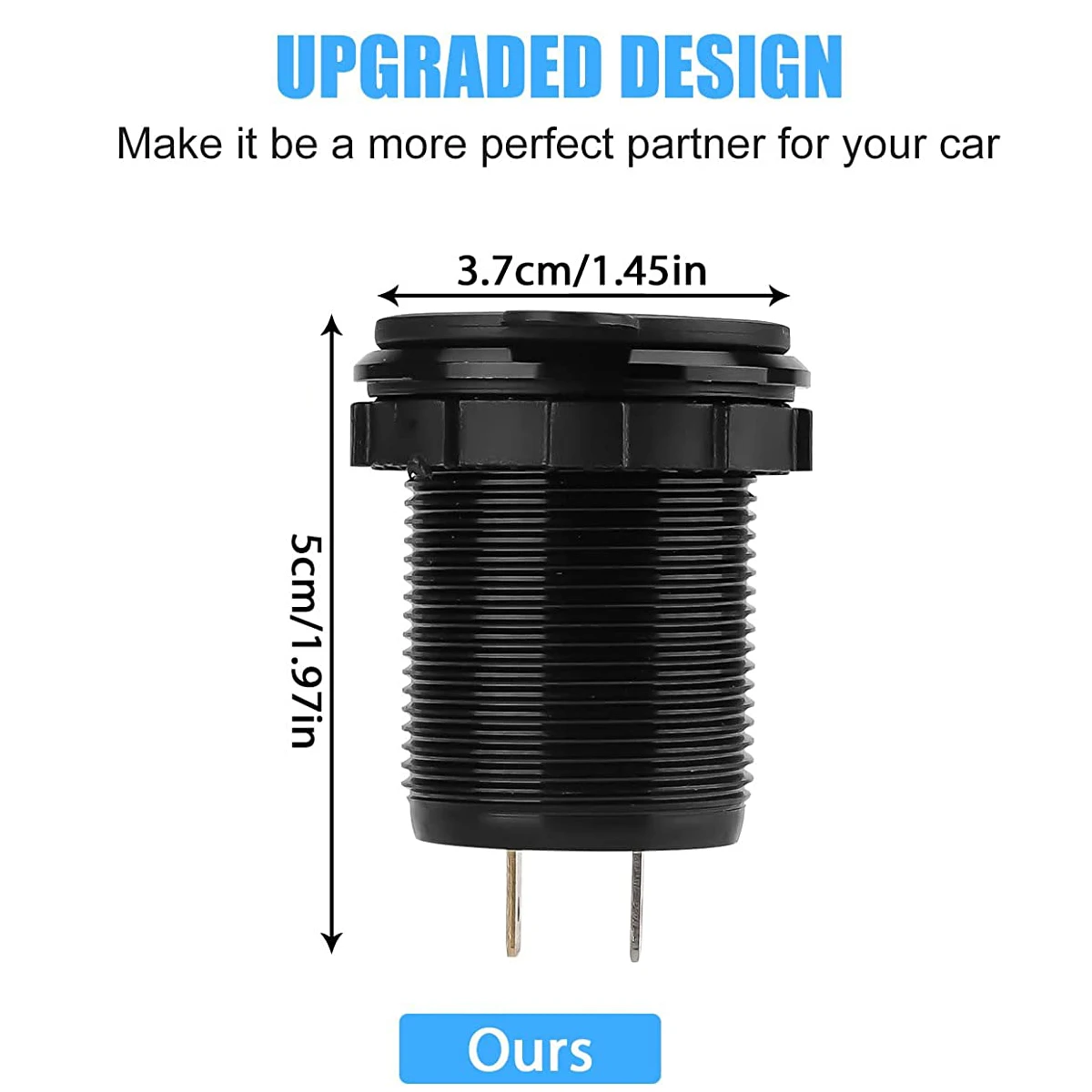 12V USB Car Charger Socket Dual 30W PD USB-C and 18W QC3.0 Port Car Charger Accessories for Car RV Boat Marine Truck Motorcycle