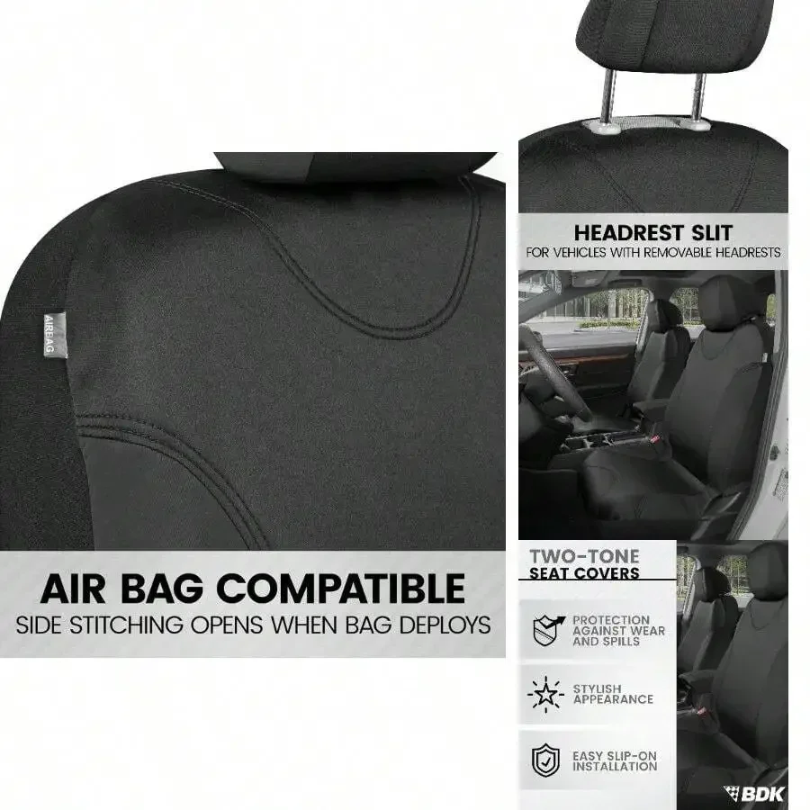 Universal Car Seat Covers Set Airbag Compatible Front Rear Headrest Cover