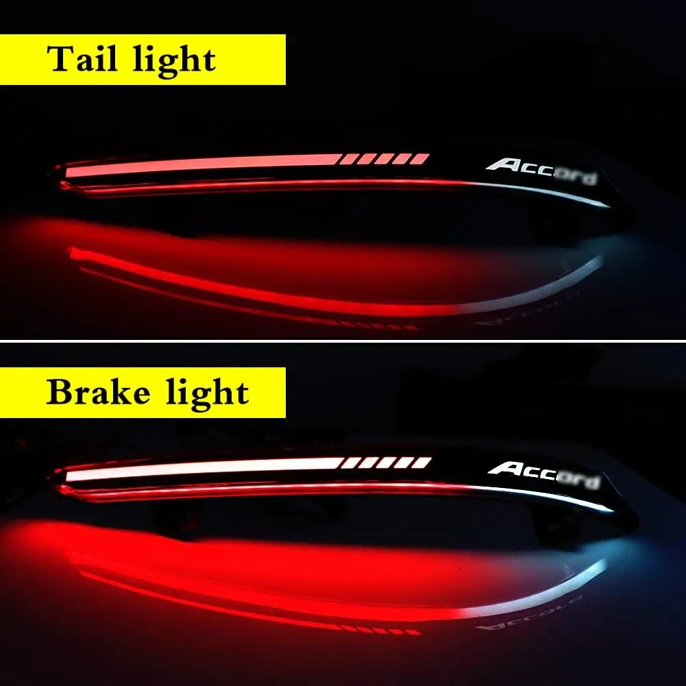 LED Reflector Rear Bumper Tail Light for Honda Accord 2018 2019 2020 Brake Lamp w/ Dynamic Turn Signal Alphabet Style Smoke Lens