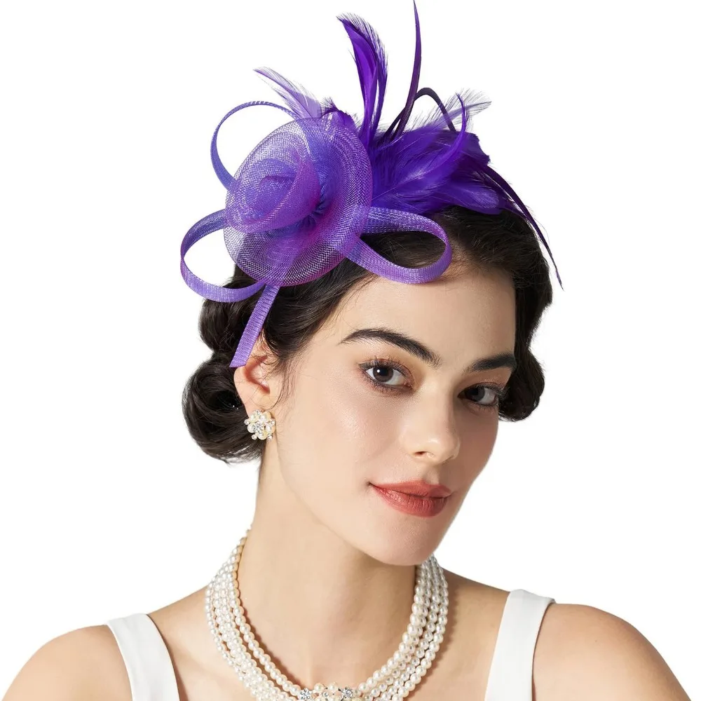 فستان رسمي ريش شبكي عقال فاخر ريترو فاسيناتور غطاء الرأس رائع أداء المرحلة خوذة #1