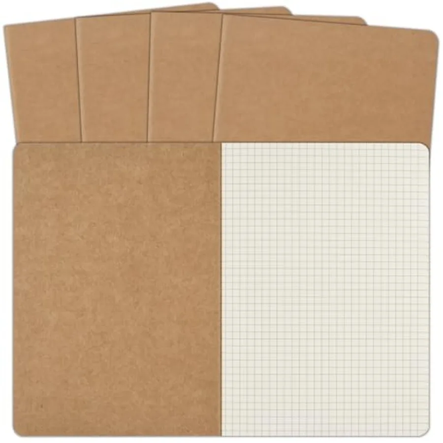Pack A Kraft Notebooks Bulk.1x. Inch Graph Paper Journaling Notebooks Notebooks for Work Composition Notebooks for School Journ