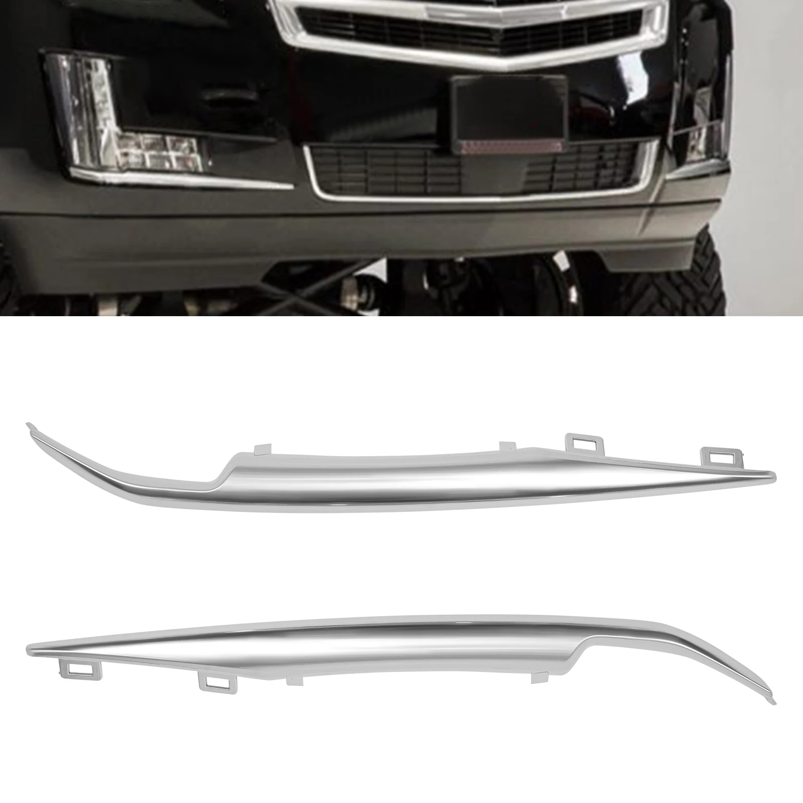

2PC Silver Front Left Right Bumper Trim Set For 15-20 Cadillac Escalade Fits ESV