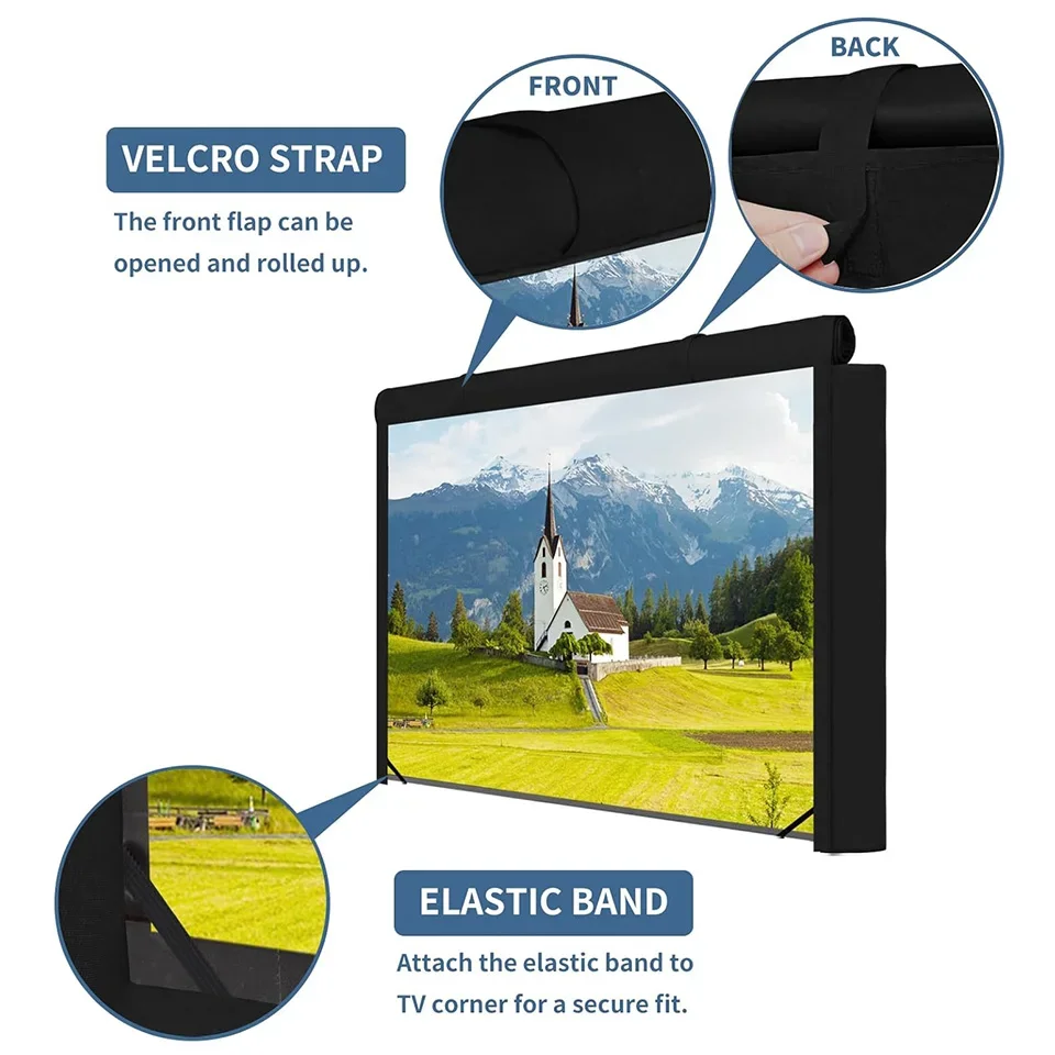 Outdoor TV Cover with Roll Up Front Flat Zipper Weatherproof TV Cover For Outside LED LCD Flat Screen 100