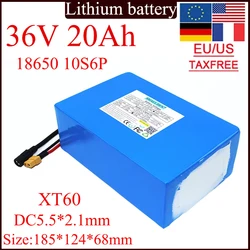 36V 20Ah 18650 10S6P lithium battery pack built-in 30A balance BMS for 350W-500W-1000W High Power Spare high quality battery