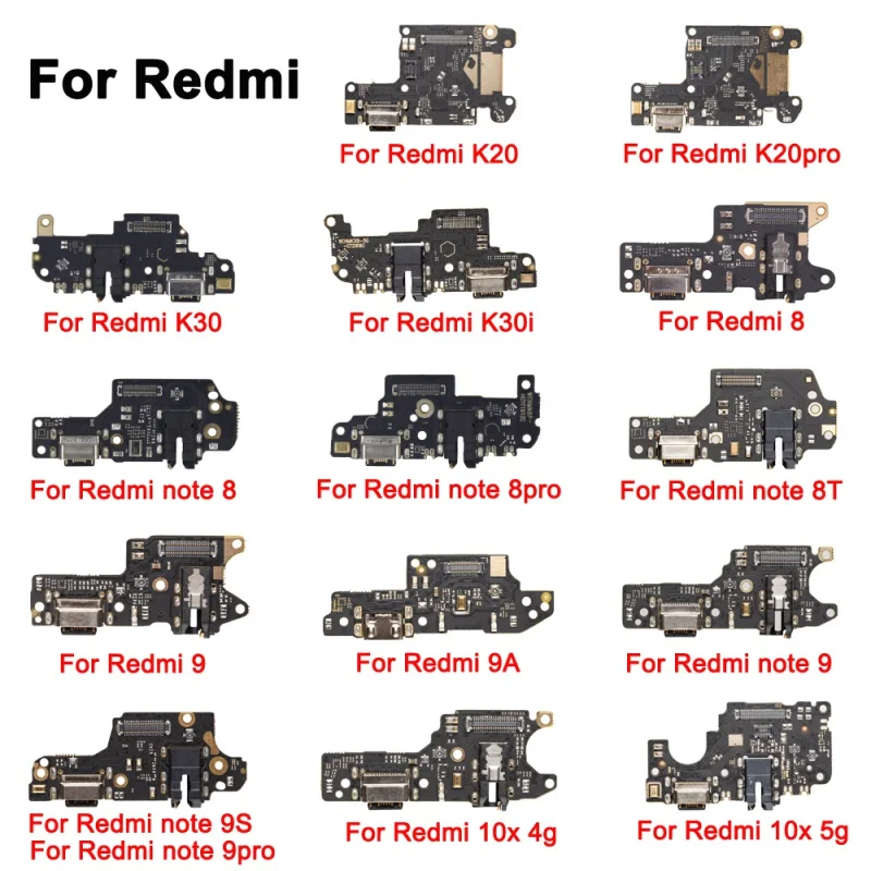 Charging Port Flex For Xiaomi Redmi 8 9A 10X 4G 5G K20 pro K30 k30i 8 note 8 9 9S 9 PRO 8T PRO USB Chargering Dock Flex cable