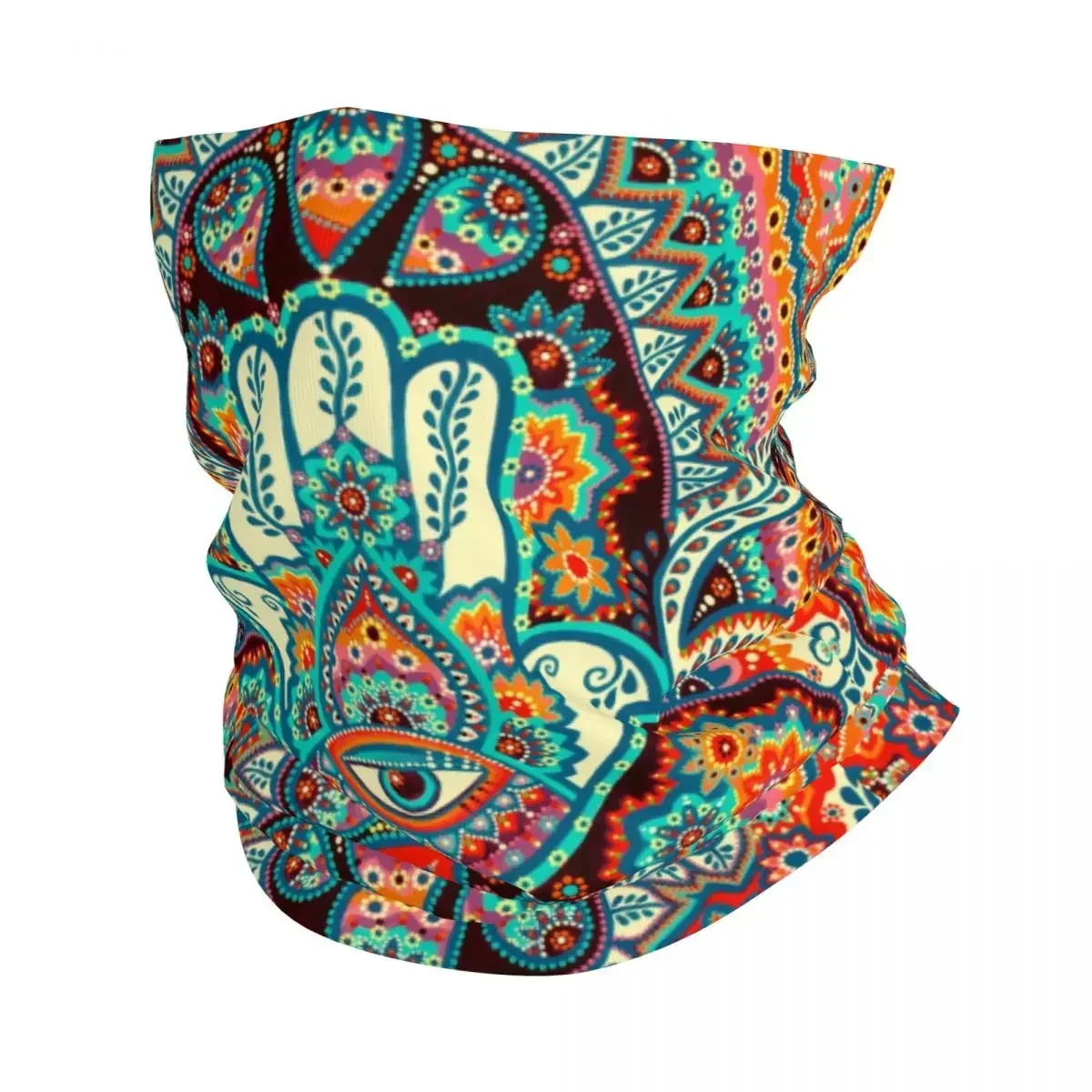 Hamsa Hand Evil Eye Mandala Bandana Neck Gaiter UV Protection Face Scarf Cover Men Women Tribes Amulet Headwear Tube Balaclava