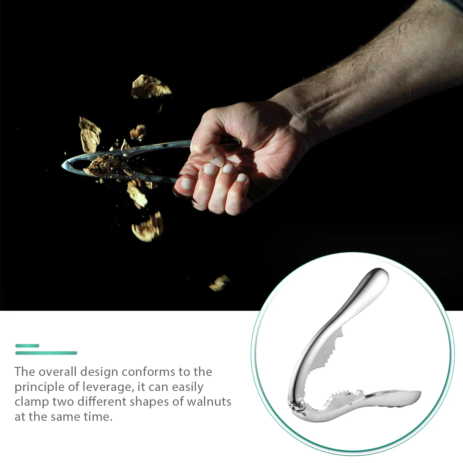 1Pcs Handheld Nut Opener Zinc Alloy Walnut Cracker Ergonomic Design Easy to Use for All Hard Shell Nuts Kitchen Utility Tool