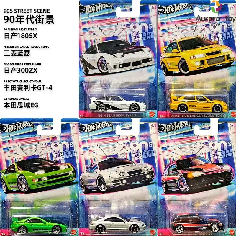 En Stock Hot Wheels versión plateada 90s escena callejera serie coche modelo 1/64 GDG44 Honda civic coches de simulación modelo regalo de cumpleaños