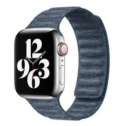 New Original Denim nylon strap For Apple Watch Bands 44mm 40mm 45mm 49mm 41mm Magnetic Loop bracelet iWatch Series 8 SE 7 Ultra