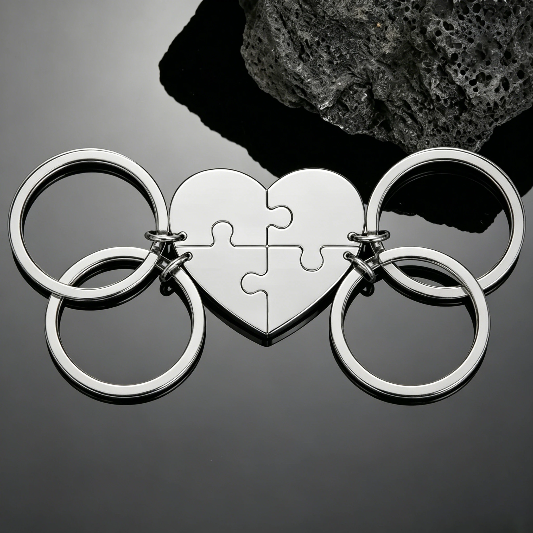 Personalized Heart Keychain Name Custom Puzzle Family Mother Child Kid Gift For Women Men Couple Stainless Steel Jewelry Gift view 4