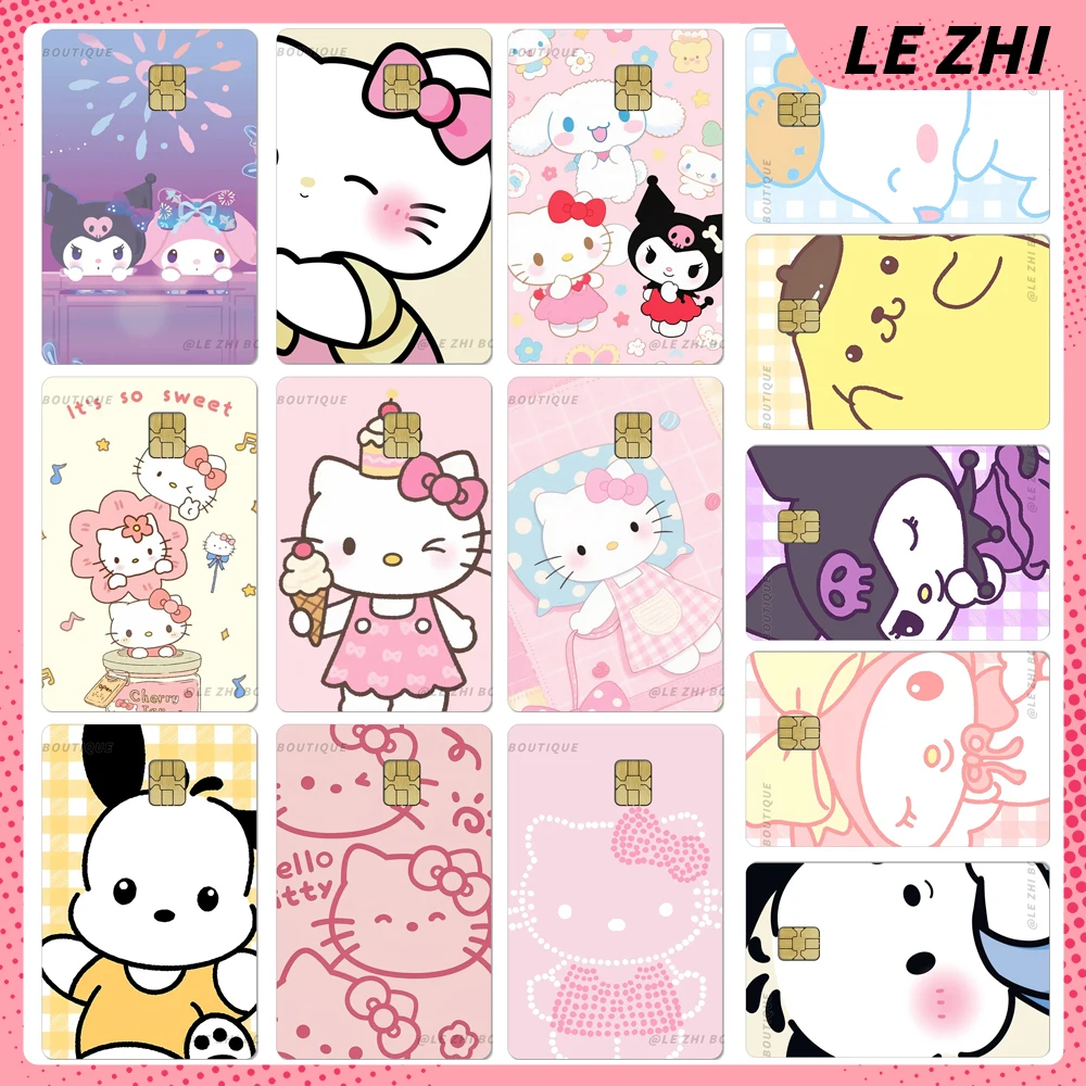 

Sweet Anime Sanrio Hello Kitty Pvc Credit Card Cover Decoration Diy Waterproof Shining Rainbow Star Love Protective Film Sticker