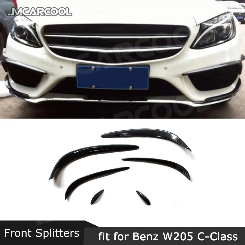 

Carbon Fiber Front Bumper Side Canards Splitters Flaps Apron Trims for Mercedes Benz C-Class W205 C63 AMG C200 C260 15-17