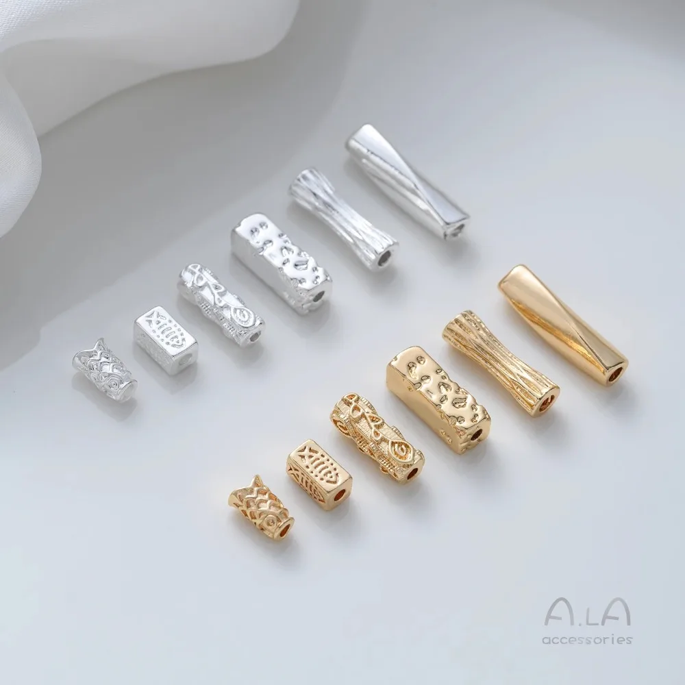 النحاس حبة 14K الذهب اللون أنبوب مربع صغير الخصر كوي حبة فاصل أنبوب حبة مطرز اليدوية DIY بها بنفسك مجوهرات اكسسوارات