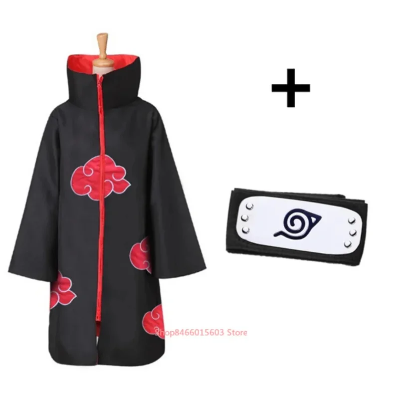 Anime Christmas  Cloak Set Ring Cosplay Costume Ninja Coat Mantle Deidara Red Cloud Robe Halloween Party Gifts