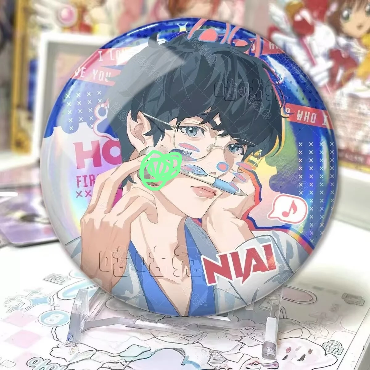 Guo Chengyu Jiang Xiaoshuai의 "Reverse Love" 및 "Shun Hate" 팬 제작 레이저 바 배지 "Liu Xuancheng Zhanxuan" 브로치 선물