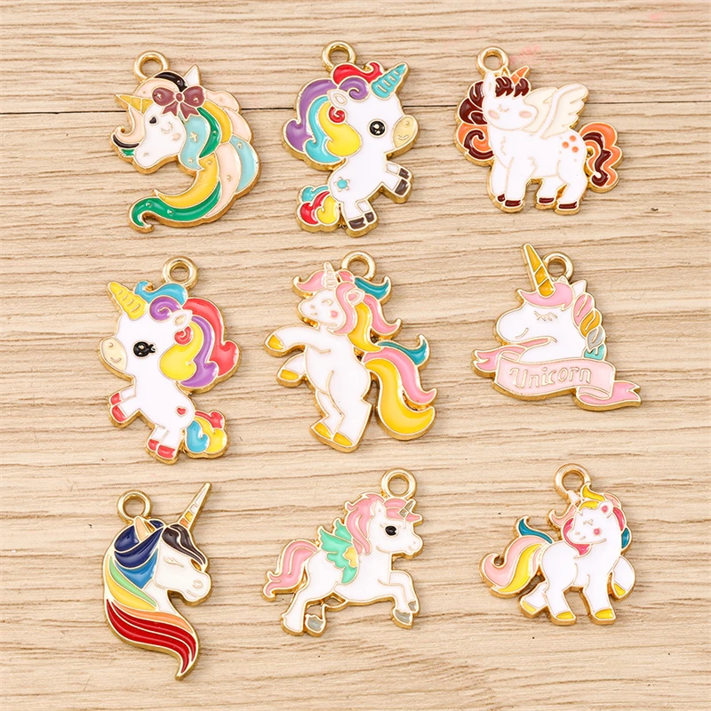 10 Stück Cartoon Tier Charms Emaille Pferd Charms für Schmuckherstellung Ohrringe Anhänger Halsketten Armbänder DIY Bastelzubehör – Detail 2