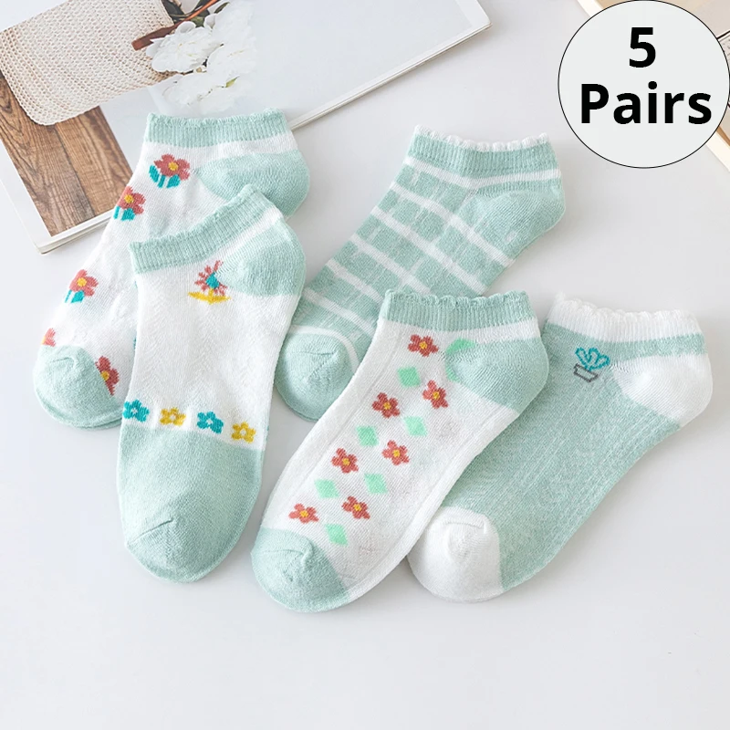 

5 пар, женские летние дышащие и удобные короткие носки