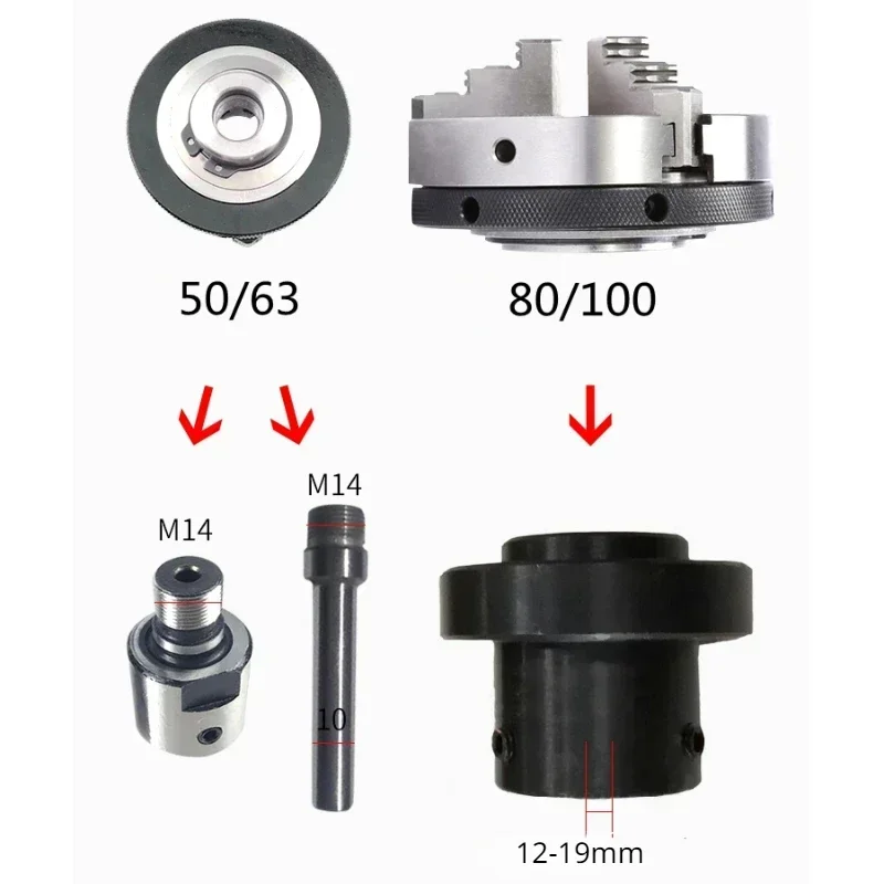 Chuck Connecting Rod Mini Chuck M14x1 Suitable for K01-50/63 K02-50/63,Flange is suitable for K01/K02-80/100 Mini Lathe Chuck