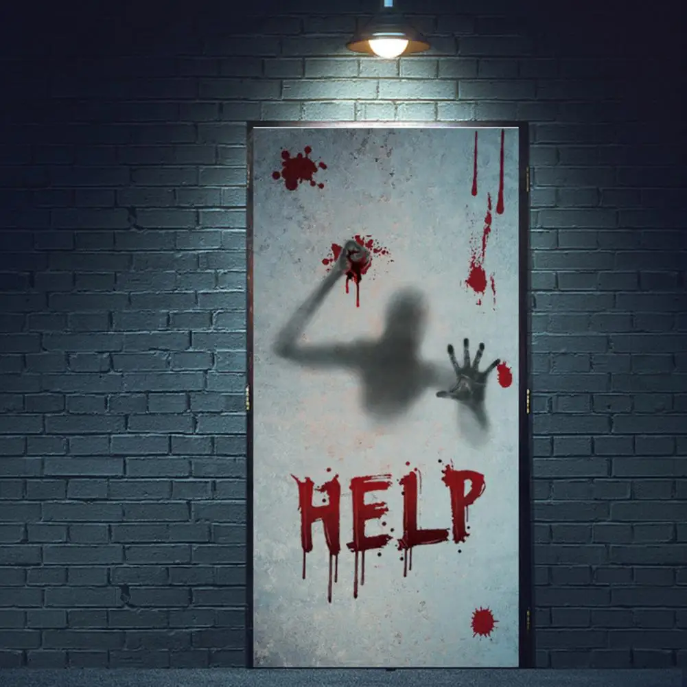 Halloween Ghost Shadow Blood Handprint Sticker, Window Glass Sticker, Traceless Scary Red Blood Print, Decalque da parede