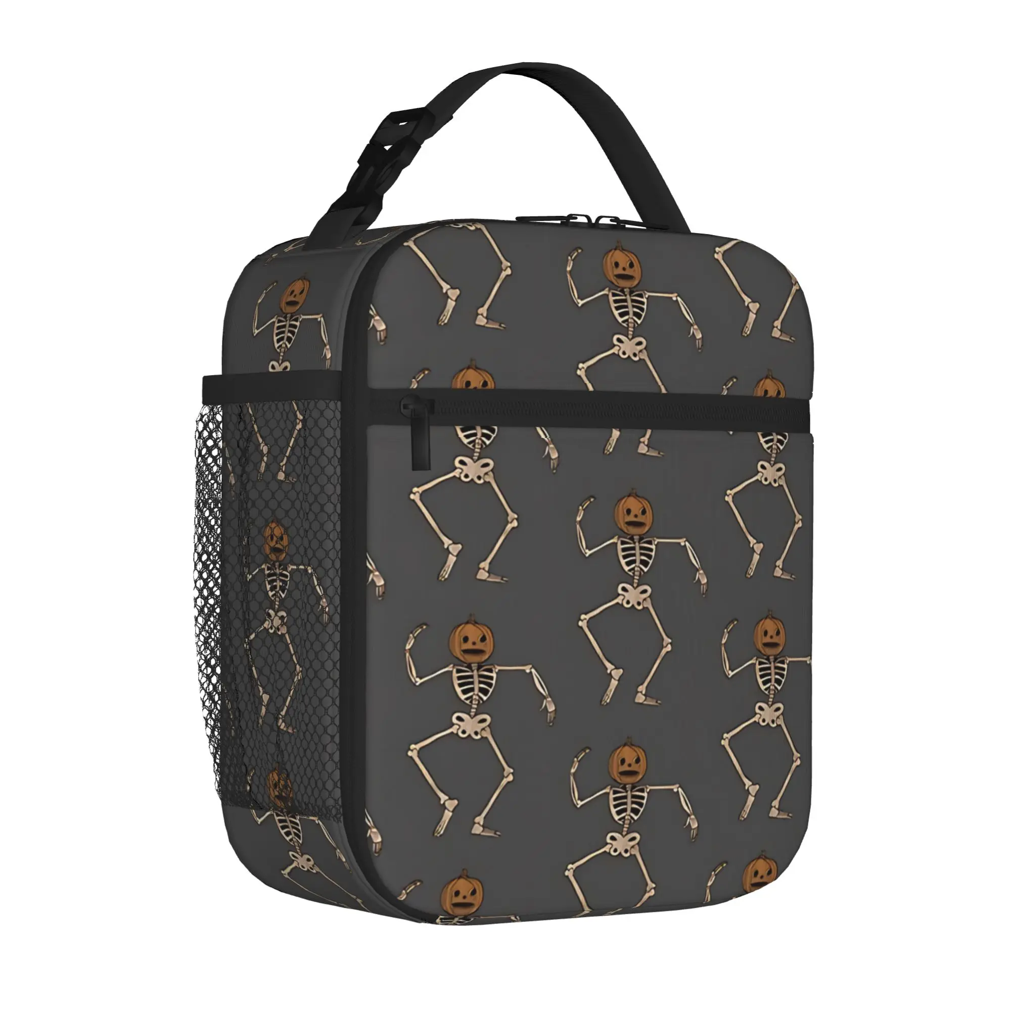 1 Piece Zipper Closure Vintage Skeleton Storage Bag Pocket OTGW School Lunch Food Box Reusable For Lunch Food Bag