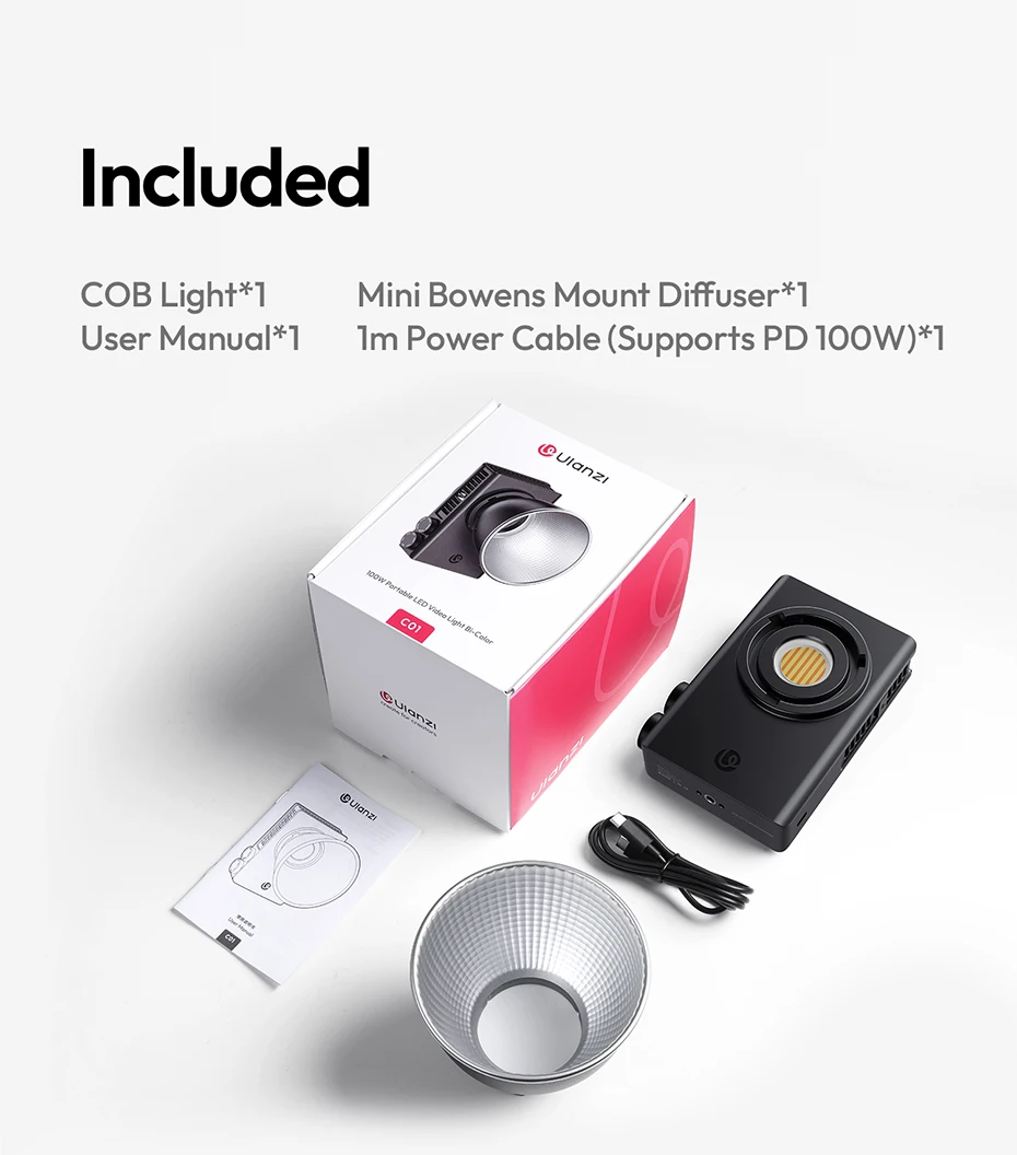Ulanzi C01 100 W tragbare COB-Leuchte, 2700 K–6500 K, zweifarbig, leicht, für Kamera, Fotografie, Smartphone, Vlog, Livestreaming – Detail 17
