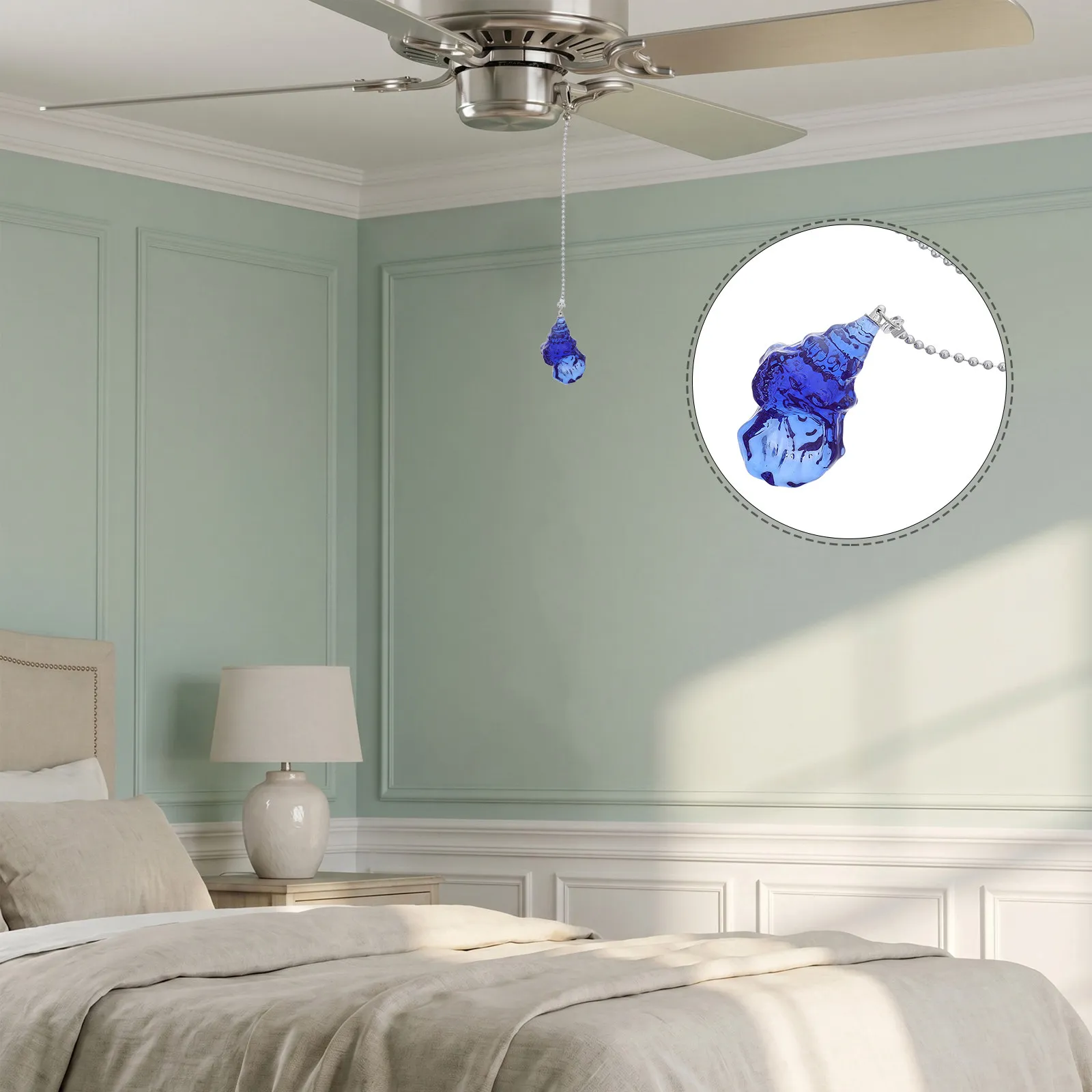 Light Crystal Hanging Lamp Chandelier Ceiling Pendant Chain Halloween Christmas New Year Ceiling Fan Light Pull Chain Blue