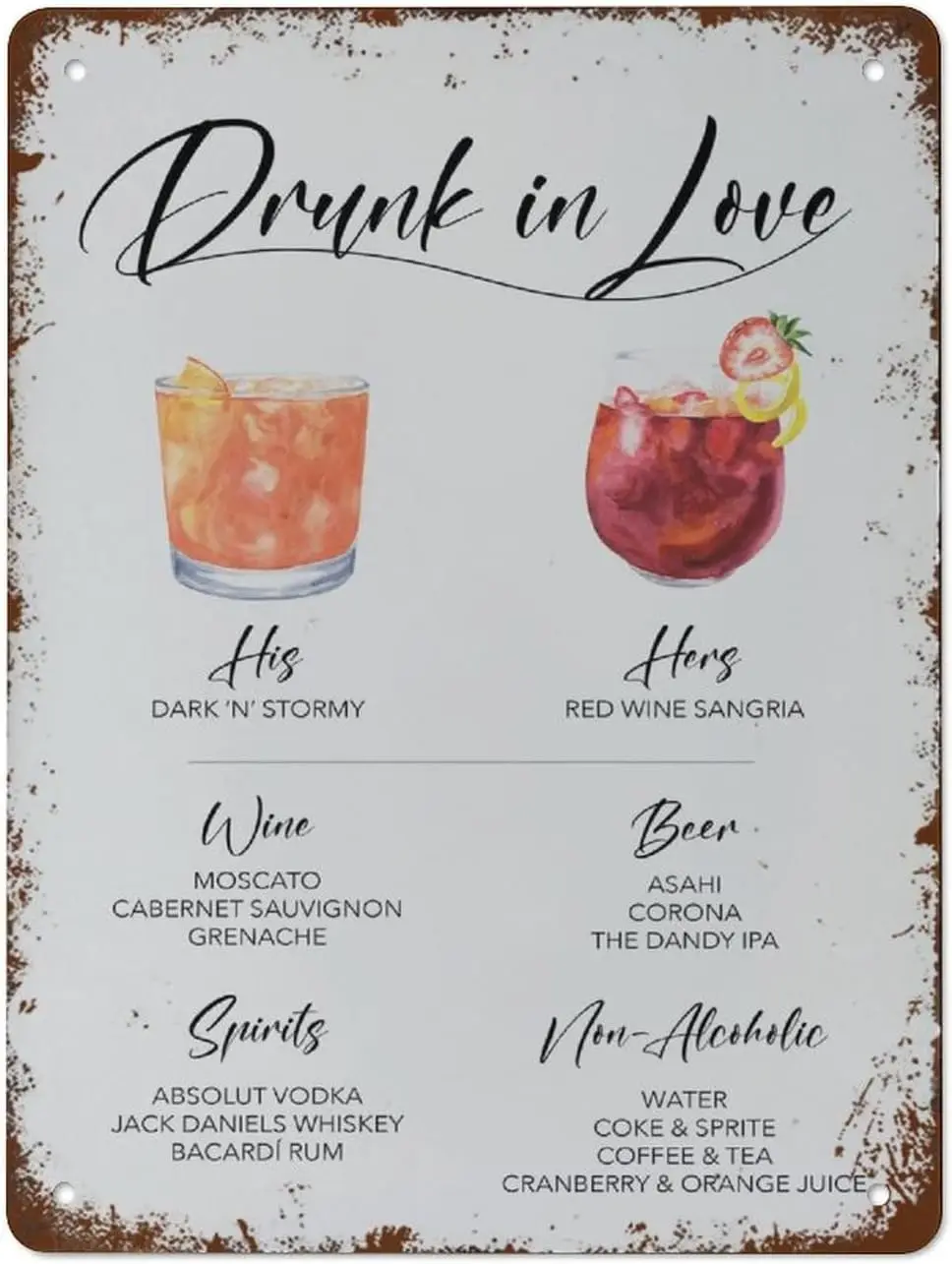 Wedding Bar Menu Sign,Signature Drink Menu Poster,Wine Beer List,Print Bar Menu,His and Hers Cocktail Signage,Drunk in