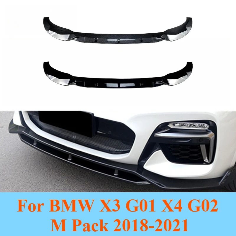 

For BMW X3 G01 X4 G02 M Pack 2018-2021 Front Bumper Lip Splitter Gloss Black ABS Plastic Styling Exterior Upgrade Accessories