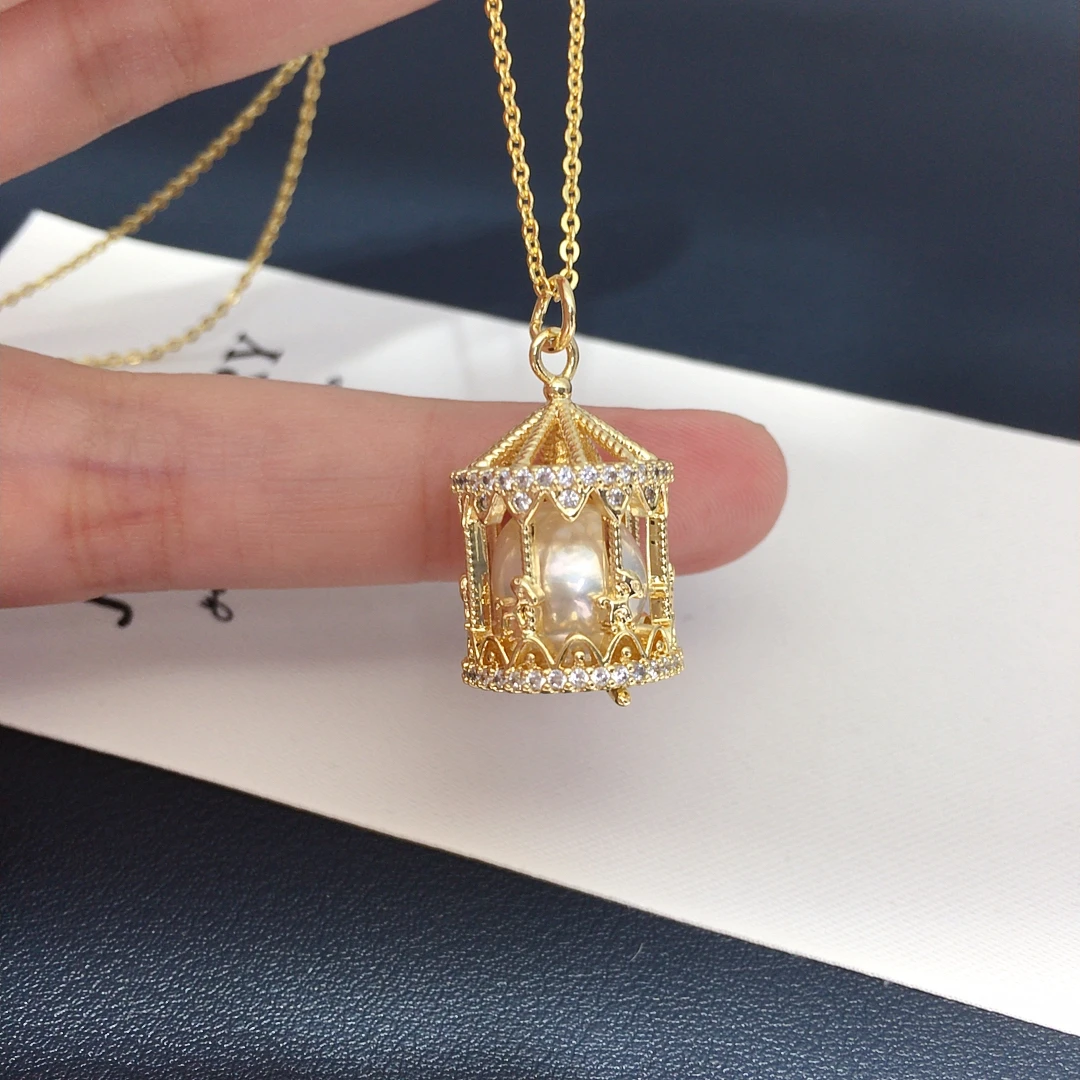 

ZHBORUINI 2025 натуральный пресноводный жемчуг кулон в форме барочного жемчуга-карусель дизайн изысканные ювелирные изделия банкетный подарок для женщин