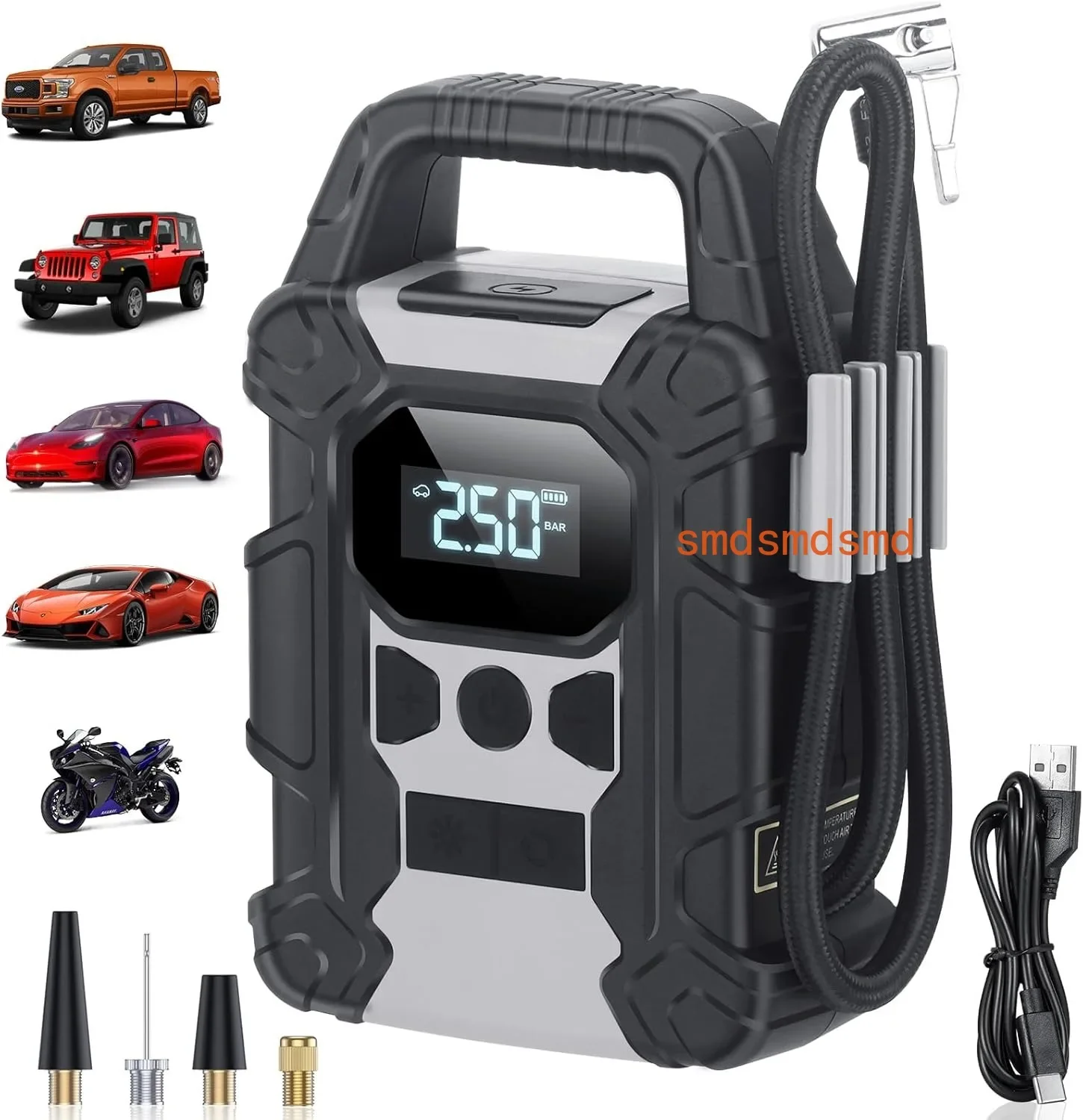 

Cordless Tire Inflator Portable Air Compressor Tire Car Air Pump,Handheld Smart Pump Tire Inflator Digital Pressure Gaug