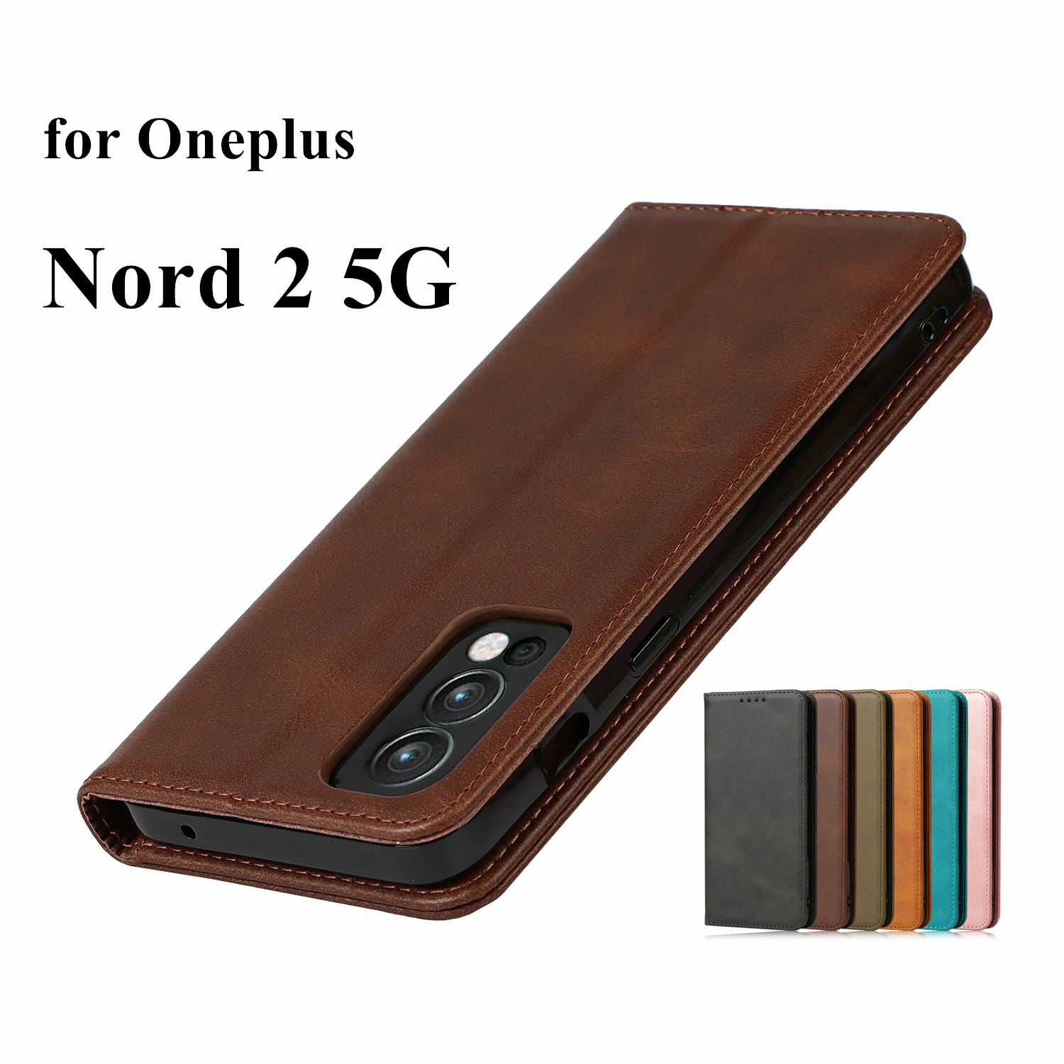 

Кожаный чехол для Oneplus Nord 2 5G, флип-чехол, держатель для карт, кобура, чехол с магнитным притяжением, чехол-кошелек