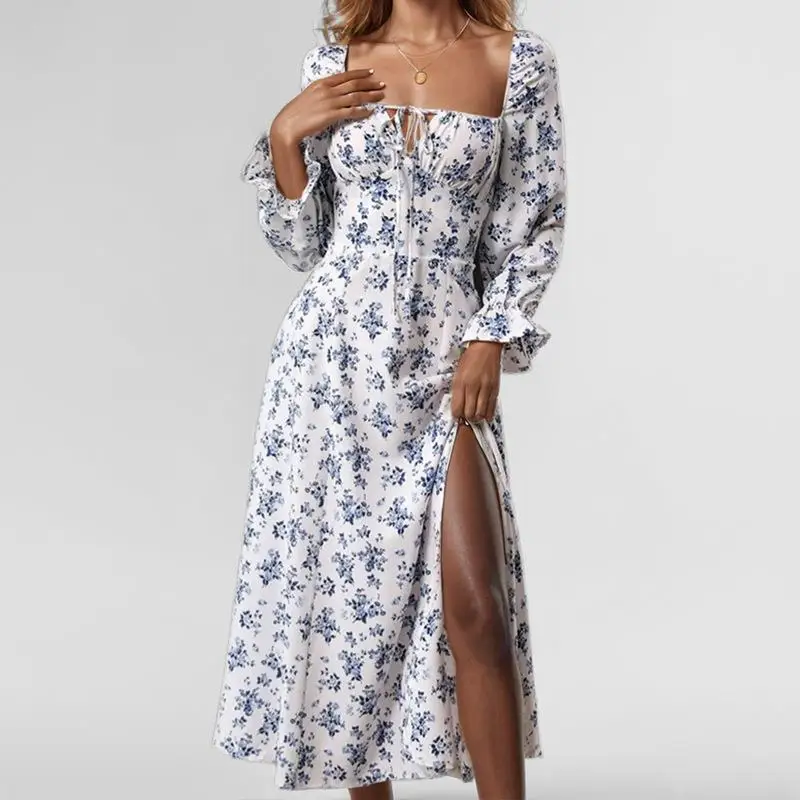 กระโปรงทรงเอเข้ารูปพิมพ์ลายดอกไม้สำหรับผู้หญิง คอลเลคชั่นฤดูใบไม้ร่วง 2024 เอวสูงปานกลาง มีซิป เหมาะสำหรับใส่ไปทำงาน สไตล์แฟชั่น