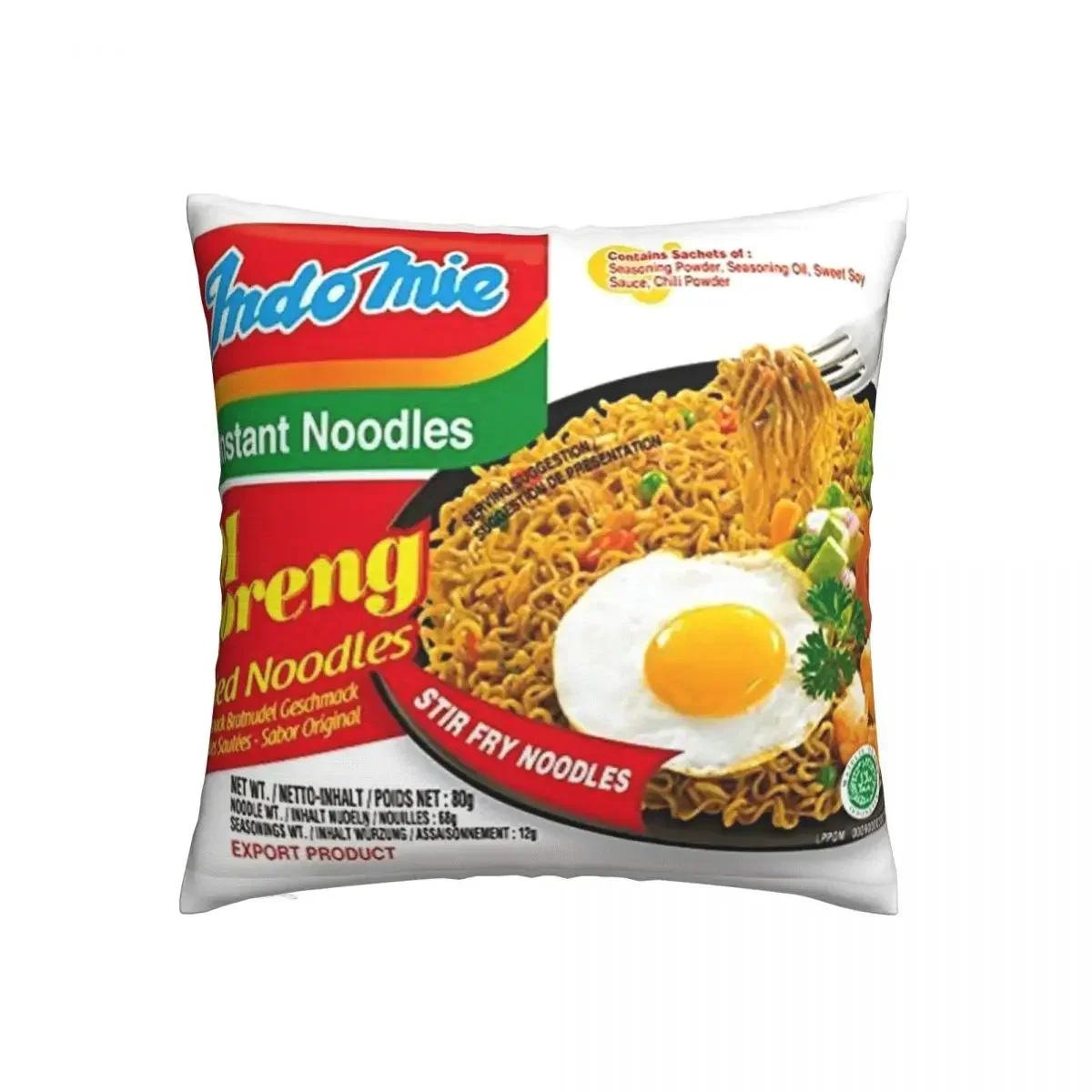 Indomie Original Flavour Square Pillowcase Cushion Cover Spoof Zipper Home Decorative Polyester for Car Nordic 45*45cm