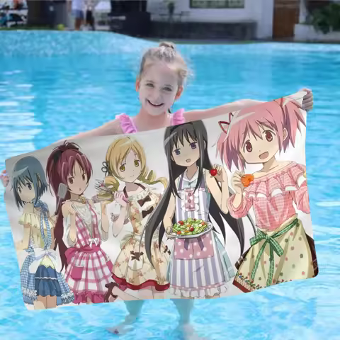 Puella Magi Madoka Magica Microfiber Beach Towel Absorbent Quick Dry Soft Yoga Swimming Resort Mountain Climbing Towel