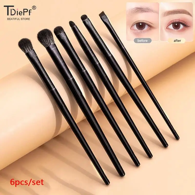 6PCS/set Eyes Makeup Brushes Set Professional Soft Contouring Eyeshadow Eyeliner Eyebrow Brush Women Facial Beauty Cosmetic Tool