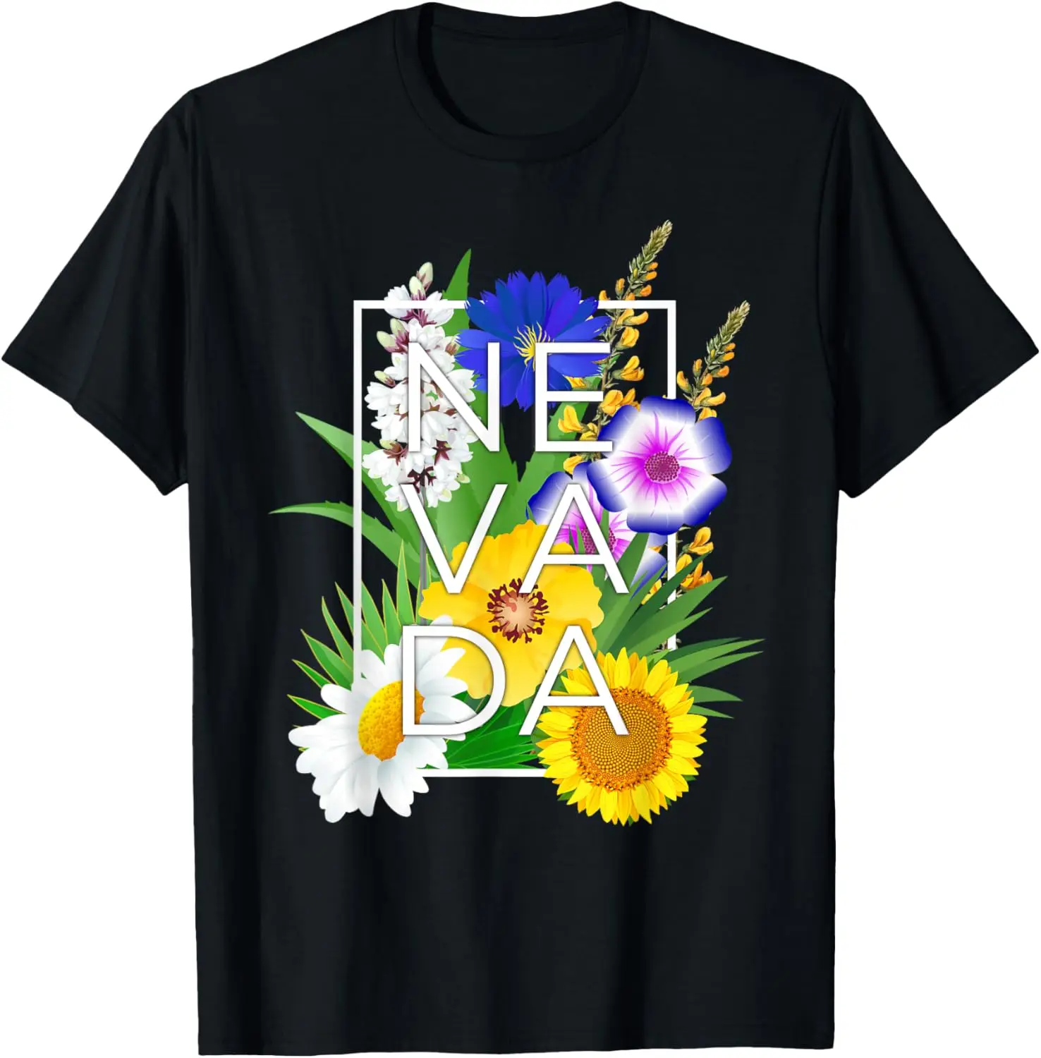 

Flowers of Nevada Word Art - Nevadan State Pride T-Shirt