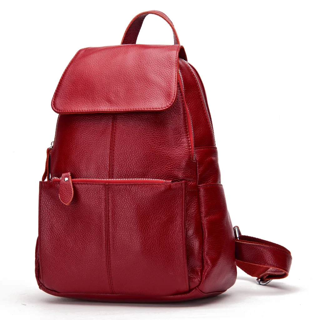 

Zency 2025 новый красный женский рюкзак из натуральной кожи высокого качества большой вместительный дорожный рюкзак на плечо для женщин, новогодние подарки