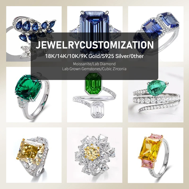 Custom Jewelry Fashion Style Moissanite Lab Diamond CZ S925 9K 10K 14K 18K Customize Jewelry Different Materials GRA Jewel Gift view 3