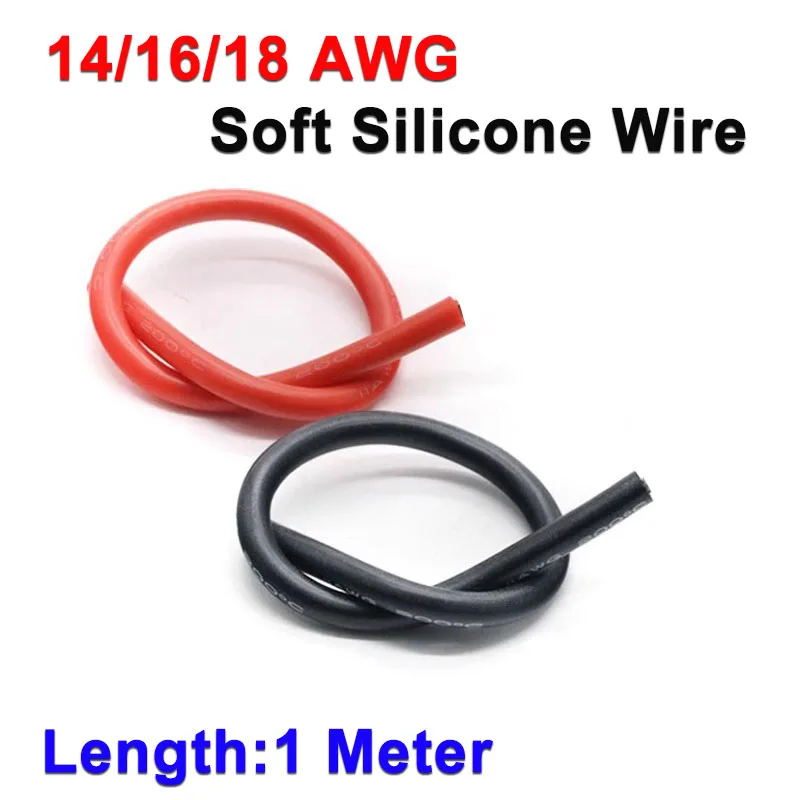 1 Meter 14/16/18AWG Soft Silicone Wire Extension Power Cable Flexible DIY Accessories Red Black Rubber Copper Connect Line