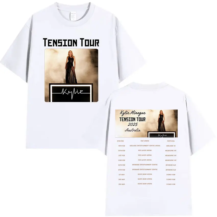 Singer Kylie Minogue Tension World Tour 2025 New T Shirt Men Women Retro Harajuku Fashion Cotton Short Sleeve T-shirt Streetwear