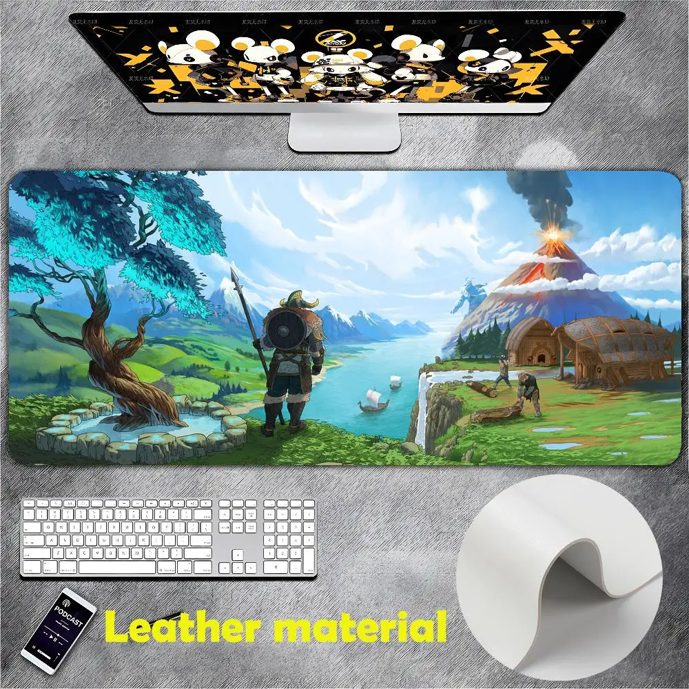 Tribes of Midgard Mouse Pad Large Gaming Pad XXL Desk Mat Non Slip Double Sided PU Game Mouse Computer Leather Keyboard Mat