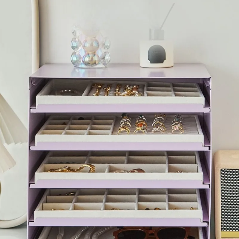 Jewelry Storage Cabinet Large Capacity Stud Earrings Ring Necklace Jewelry Tray Drawer Jewelry Box